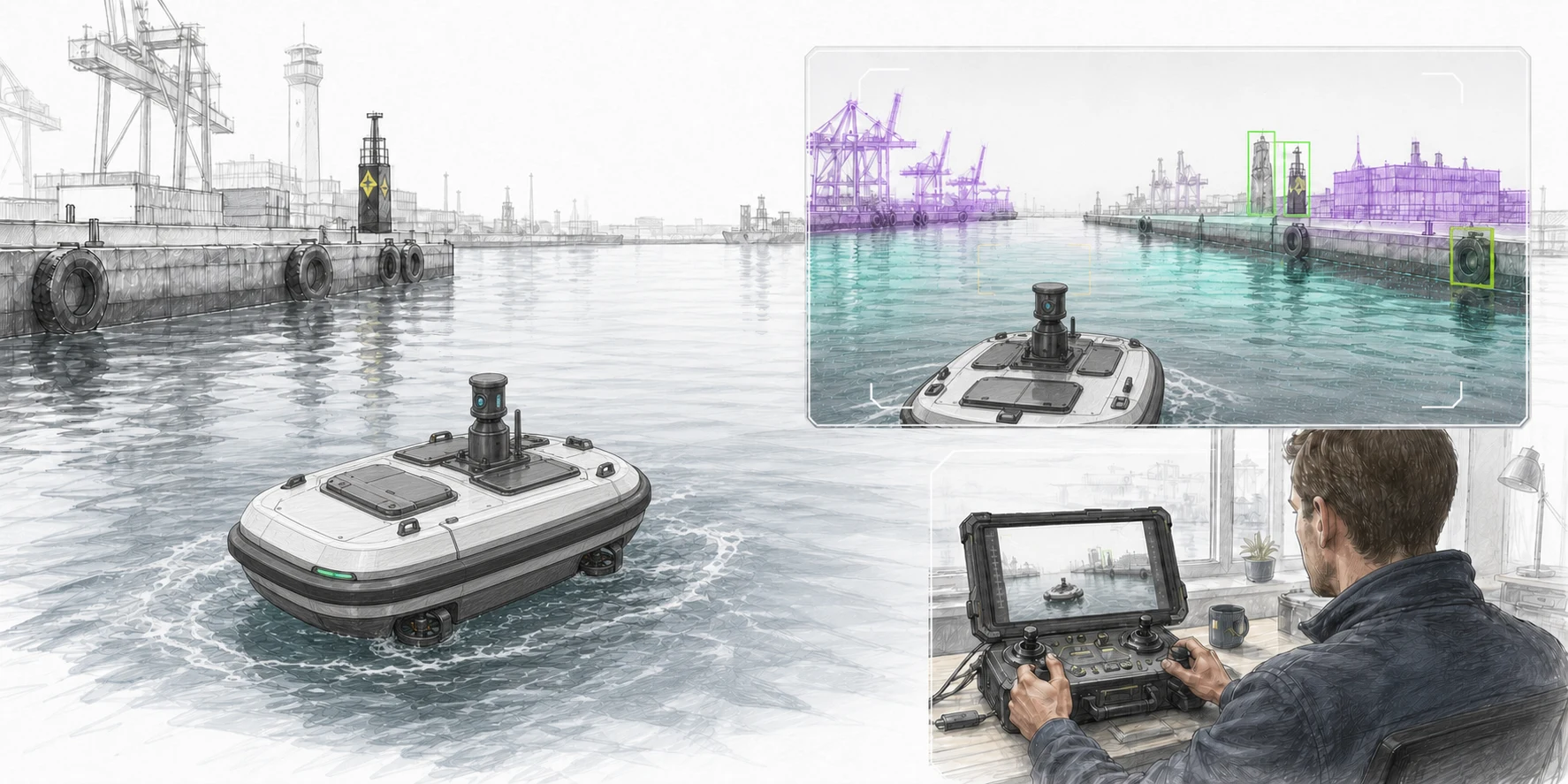 FLOAT-E autonomous surface robot concept with remote operation and computer vision